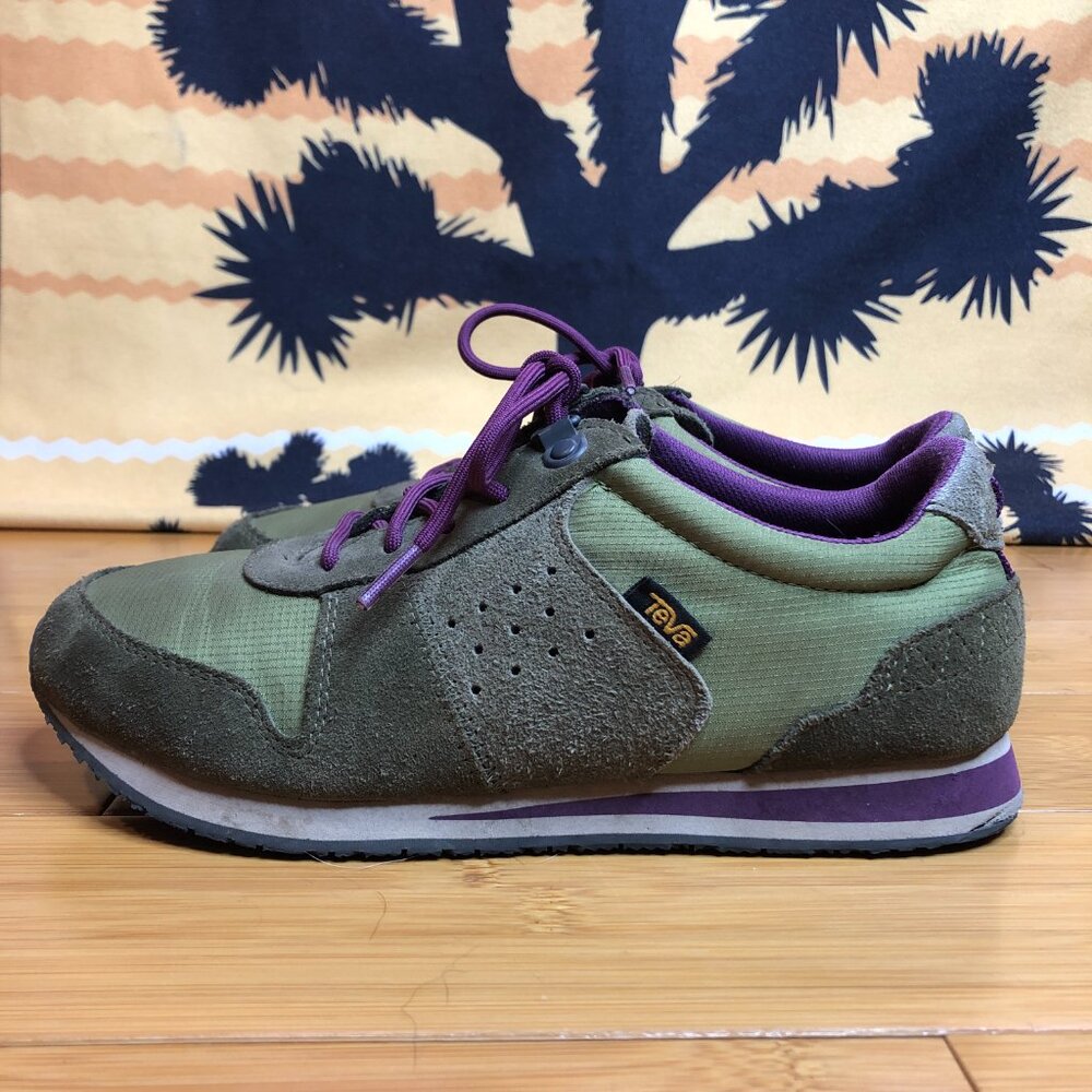Teva Women's 84's Highside Vintage Style Size 9 Shoes Olive Green Purple Trail - Picture 3 of 7